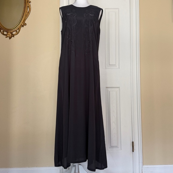 Rachel Comey Vallejo Dress in charcoal Silk Blend Embroidered Pockets Rare Color - Picture 7 of 14